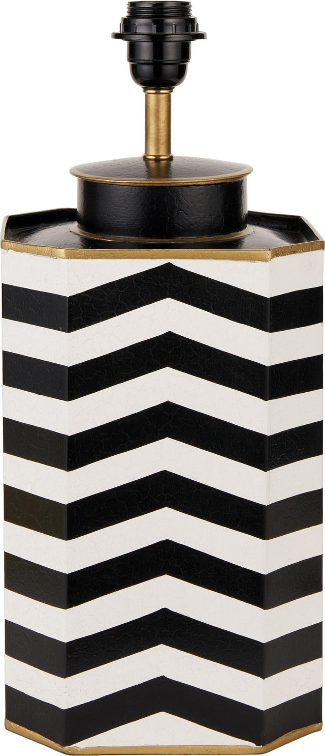 Oskar Black and White Chevron Hand Painted Metal Table Lamp Base