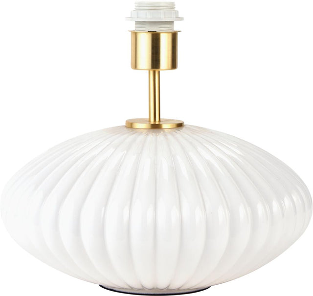 Emilia White Ribbed Glass & Gold Metal Oval Table Lamp Base