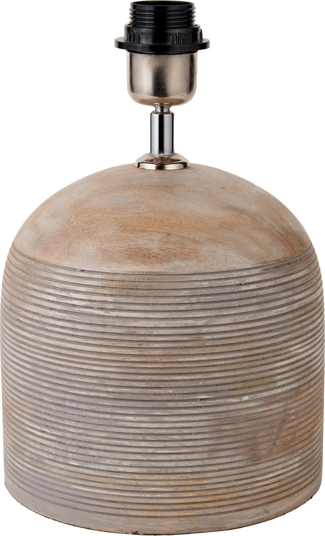 Nelu Grey Engraved Wood Dome Table Lamp Base