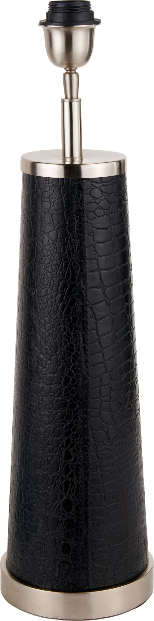 Laurence Black Croc Leather and Silver Table Lamp Base