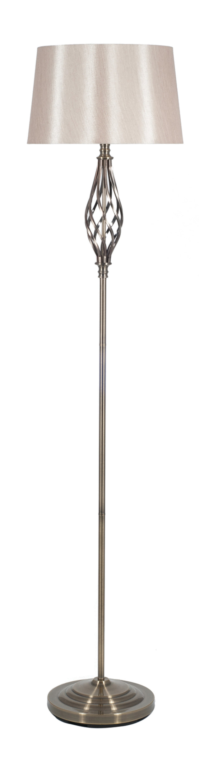 Jenna Antique Brass Metal Twist Detail Floor Lamp