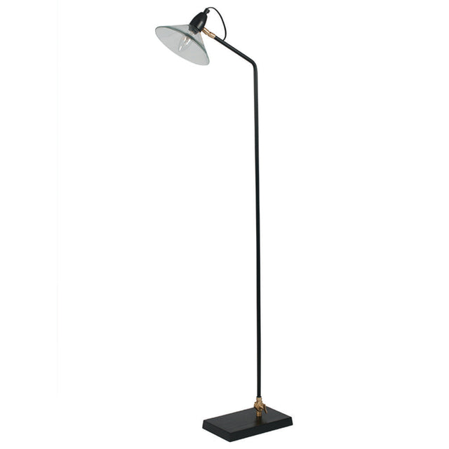 Canton Matt Black Metal and Glass Cone Floor Lamp