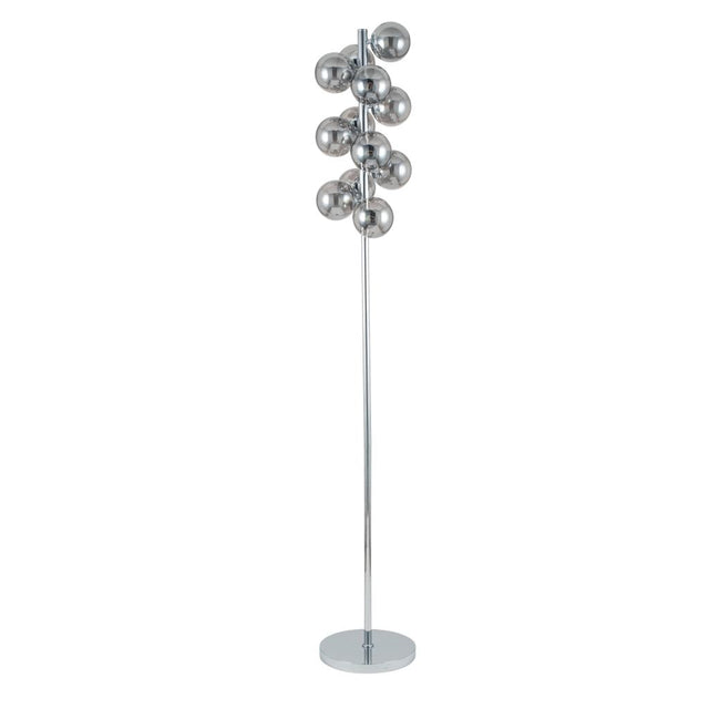 Vecchio Smoke Glass Orb and Chrome Floor Lamp