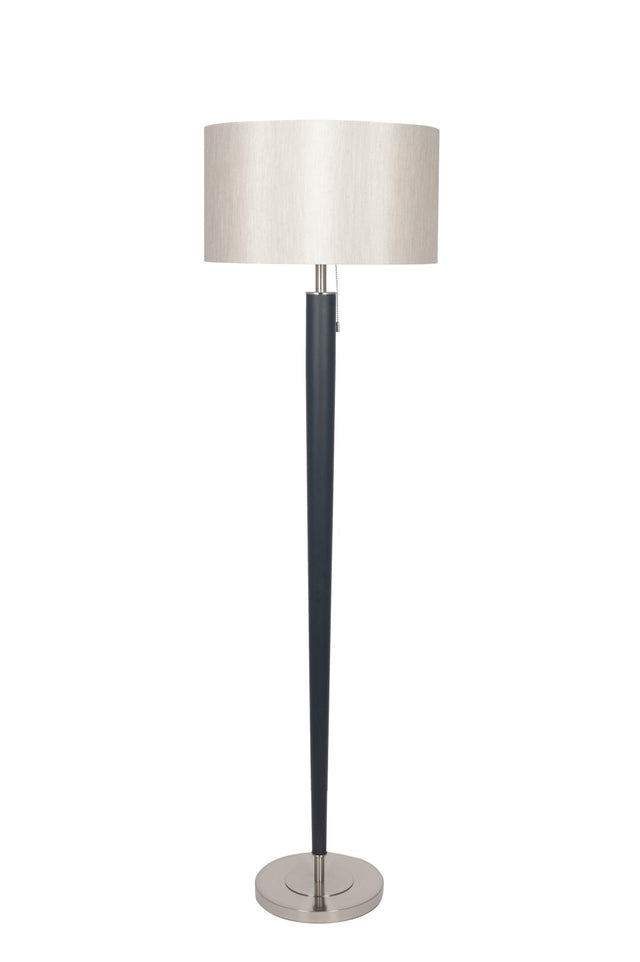 Lowry Brushed Silver and Matt Black Metal Floor Lamp