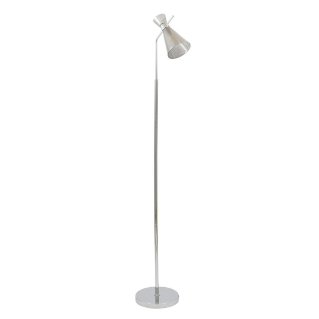 Monroe Smoke Waisted Glass and Silver Metal Floor Lamp