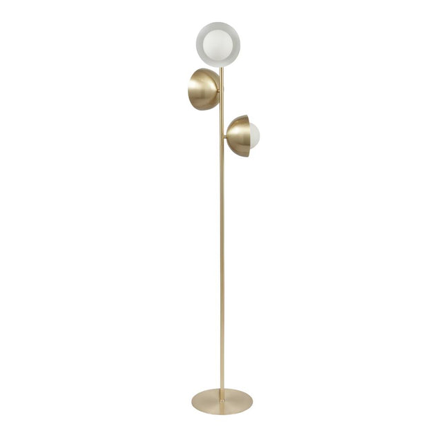 Estelle Brushed Brass Metal and White Orb Dome Floor Lamp