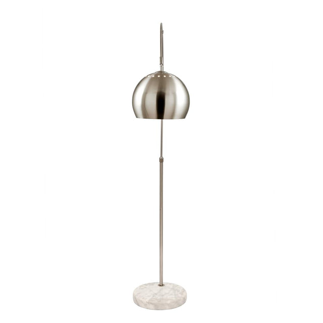 FelicianiĀ Brushed Silver Metal and White Marble Floor Lamp