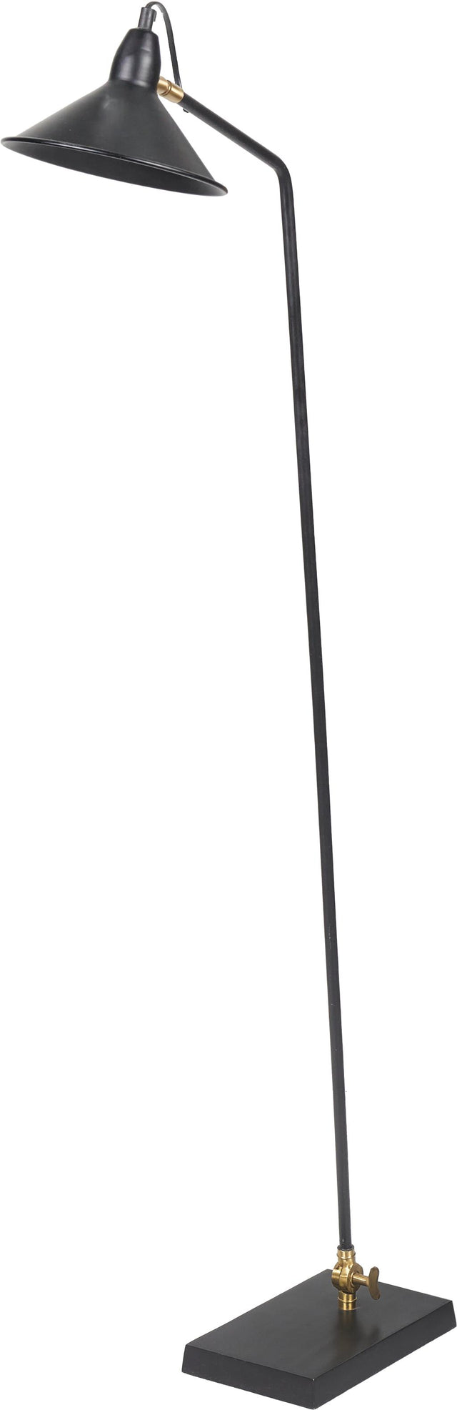 Canton Matt Black and Brass Metal Cone Floor Lamp