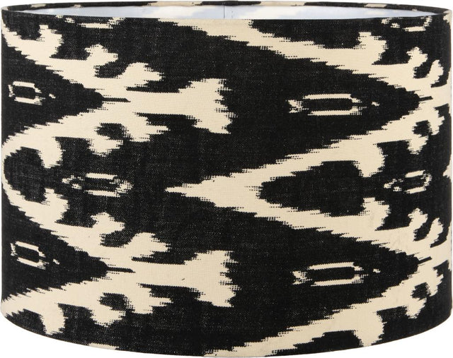 Lars 30cm Black Ikat Patterned Cylinder Shade