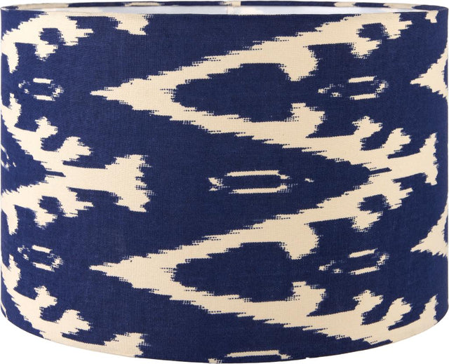 Lars 30cm Ocean Blue Ikat Patterned Cylinder Shade