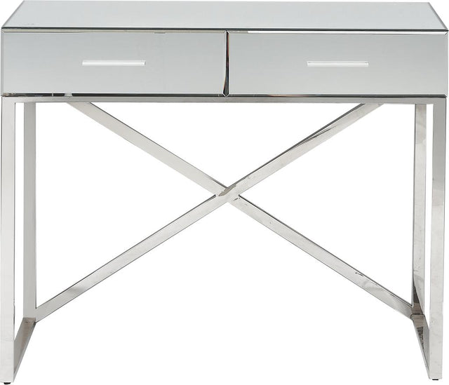 Rocco Mirrored Glass and Silver Metal Desk