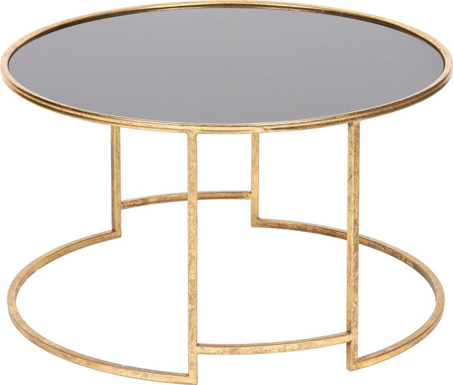 Veneziano Antique Gold Metal and Black Glass Coffee Table