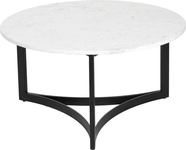 Hendrick White Marble and Black Metal Coffee Table