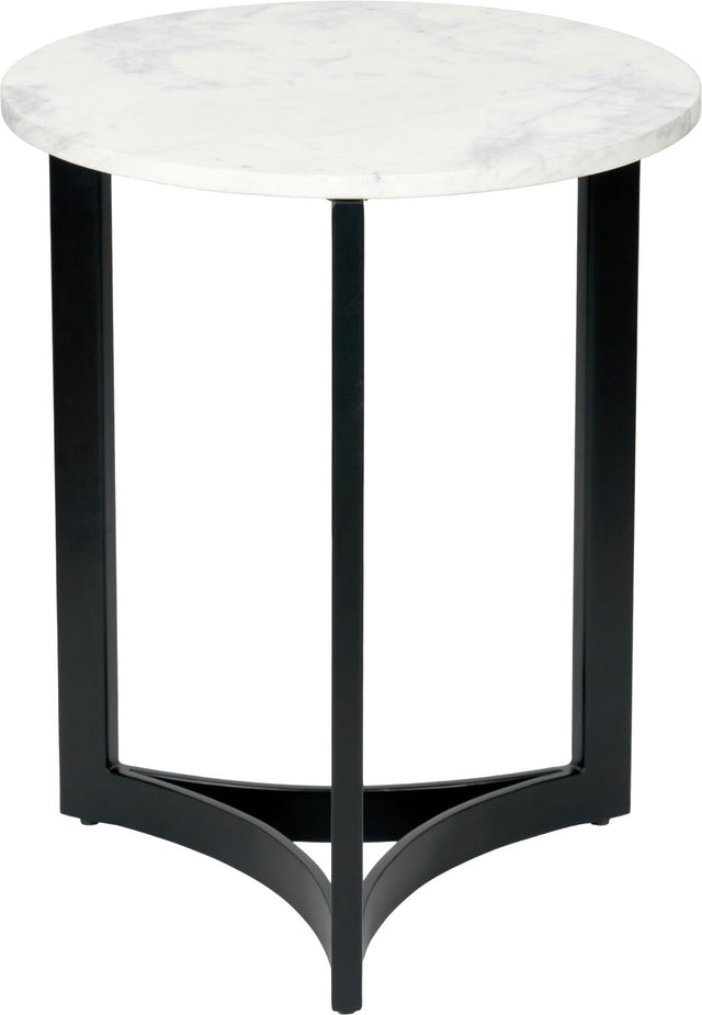 Hendrick White Marble and Black Metal Side Table