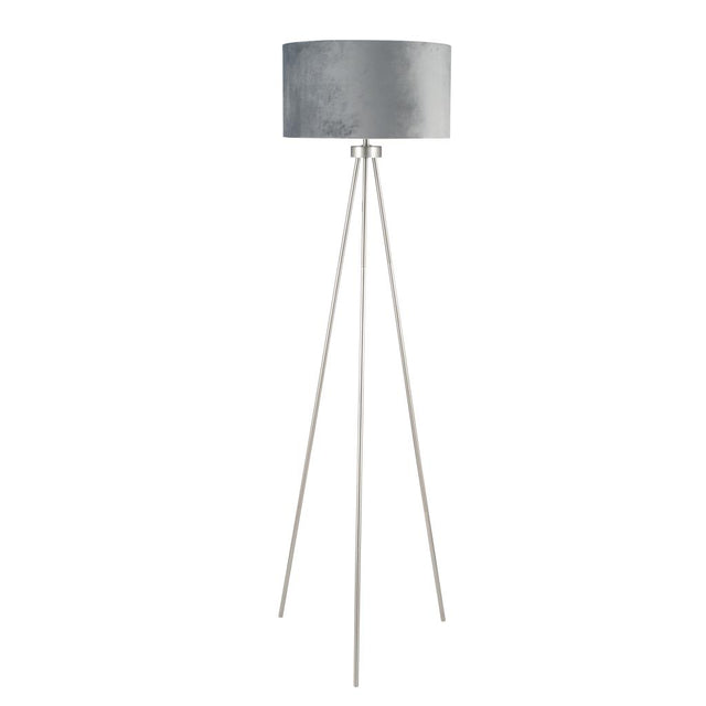 Houston Brushed Silver Metal Tripod Floor Lamp