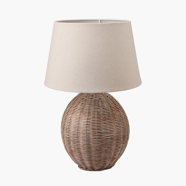 Raffles Large Rattan Cream Wash Table Lamp with Coast 40cm Cream Calico Tapered Shade