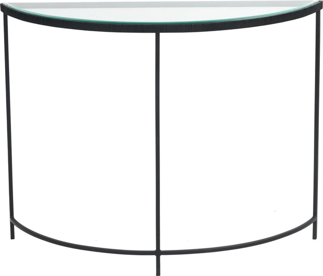 Marazzi Bevelled Glass and Black Metal Half Moon Console Table