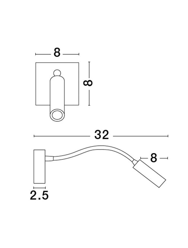 MADISON Black Aluminium Adjustable Switch On/Off LED Samsung 3 Watt 190Lm 3000K IP20 L: 32 W: 8 H: 8 cm