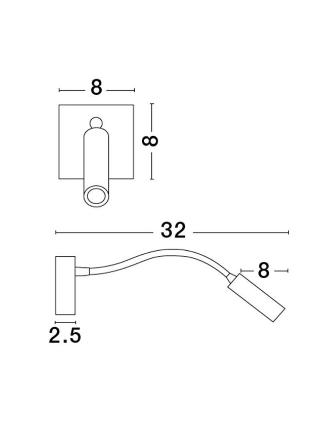 MADISON Black Aluminium Adjustable Switch On/Off LED Samsung 3 Watt 190Lm 3000K IP20 L: 32 W: 8 H: 8 cm