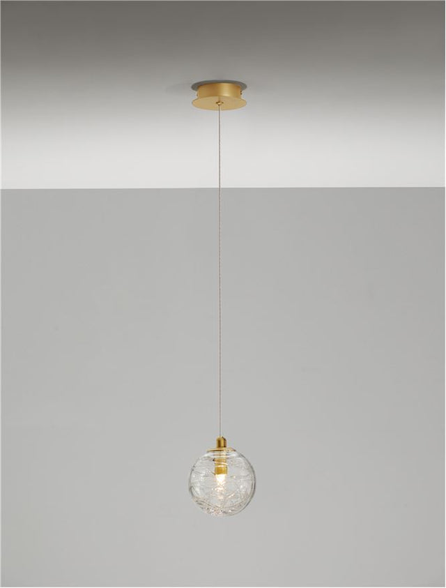 COEN Brass Gold Metal Clear Structured Glass LED G9 1x5 Watt 230 Volt IP20 Bulb Excluded D: 12 H: 200 cm Adjustable Height