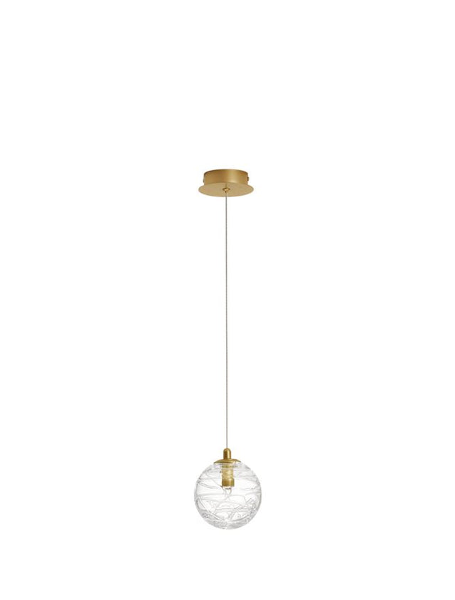 COEN Brass Gold Metal Clear Structured Glass LED G9 1x5 Watt 230 Volt IP20 Bulb Excluded D: 12 H: 200 cm Adjustable Height