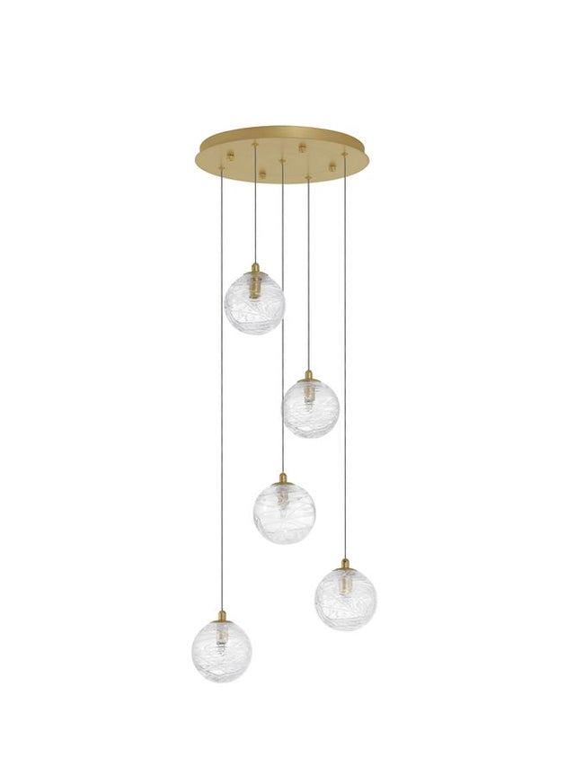 COEN Brass Gold Metal Clear Structured Glass LED G9 5x5 Watt 230 Volt IP20 Bulb Excluded D: 35 H: 180 cm Adjustable Height