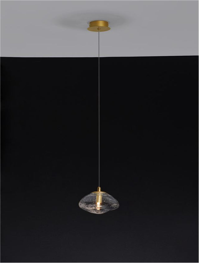 KING Brass Gold Metal Blown Clear Glass LED G9 1x5 Watt 230 Volt IP20 Bulb Excluded D: 16 H: 200 cm Adjustable Height