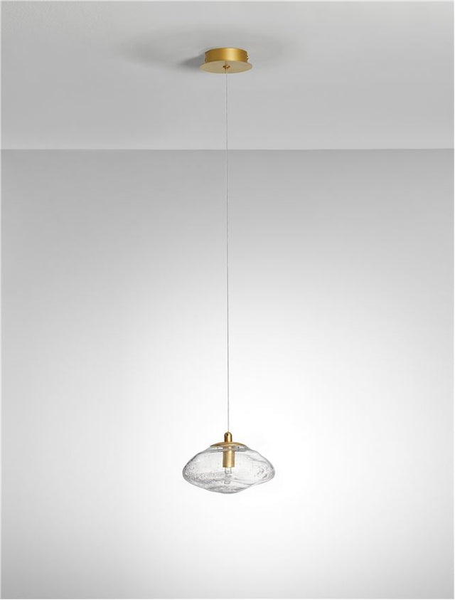 KING Brass Gold Metal Blown Clear Glass LED G9 1x5 Watt 230 Volt IP20 Bulb Excluded D: 16 H: 200 cm Adjustable Height