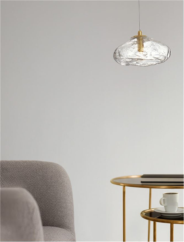 KING Brass Gold Metal Blown Clear Glass LED G9 1x5 Watt 230 Volt IP20 Bulb Excluded D: 20 H: 200 cm Adjustable Height