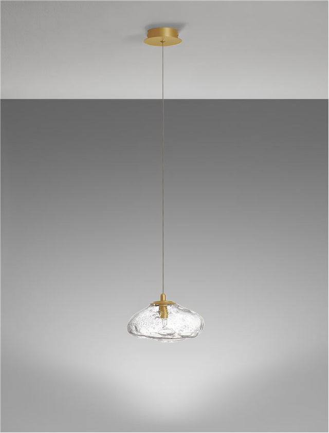 KING Brass Gold Metal Blown Clear Glass LED G9 1x5 Watt 230 Volt IP20 Bulb Excluded D: 20 H: 200 cm Adjustable Height