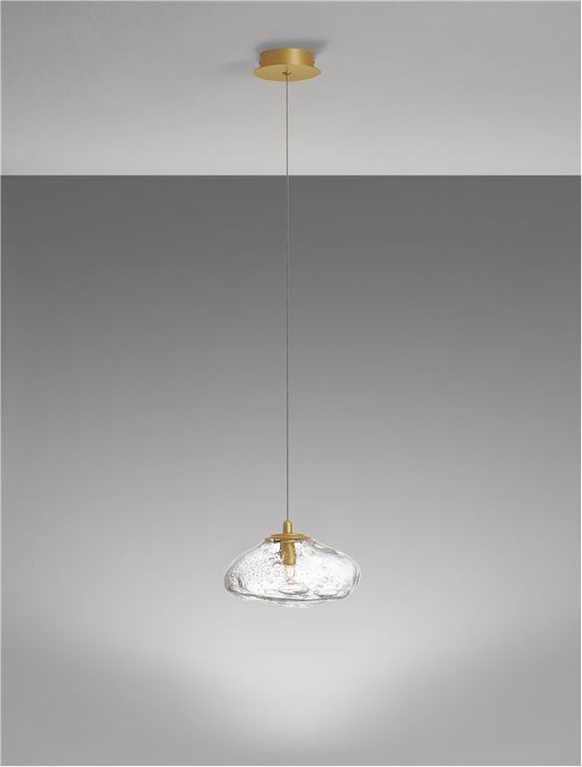 KING Brass Gold Metal Blown Clear Glass LED G9 1x5 Watt 230 Volt IP20 Bulb Excluded D: 20 H: 200 cm Adjustable Height