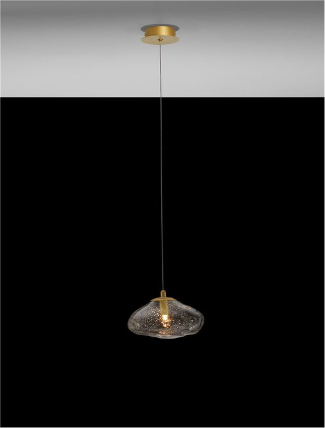 KING Brass Gold Metal Blown Clear Glass LED G9 1x5 Watt 230 Volt IP20 Bulb Excluded D: 20 H: 200 cm Adjustable Height