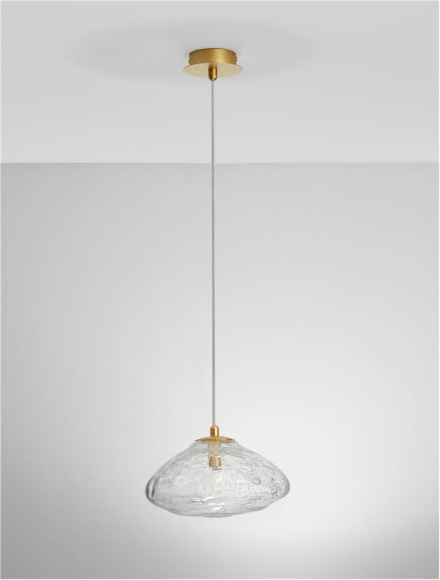 KING Brass Gold Metal Blown Clear Glass LED G9 1x5 Watt 230 Volt IP20 Bulb Excluded D: 26 H: 200 cm Adjustable Height