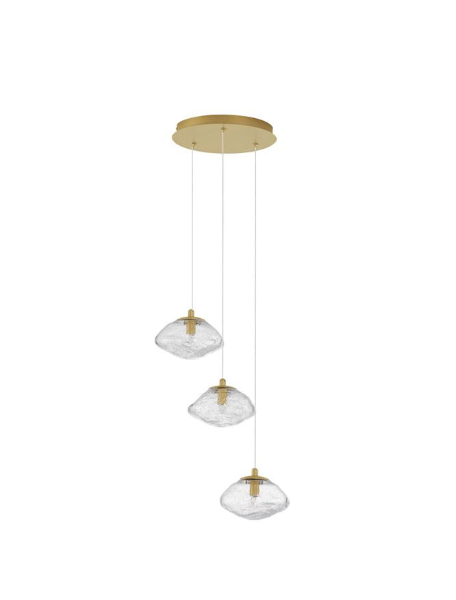 KING Brass Gold Metal Blown Clear Glass LED G9 3x5 Watt 230 Volt IP20 Bulb Excluded D: 25 H: 180 cm Adjustable Height