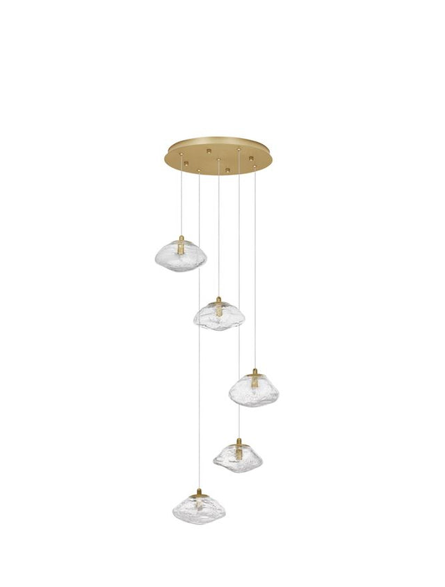 KING Brass Gold Metal Blown Clear Glass LED G9 5x5 Watt 230 Volt IP20 Bulb Excluded D: 35 H: 180 cm Adjustable Height