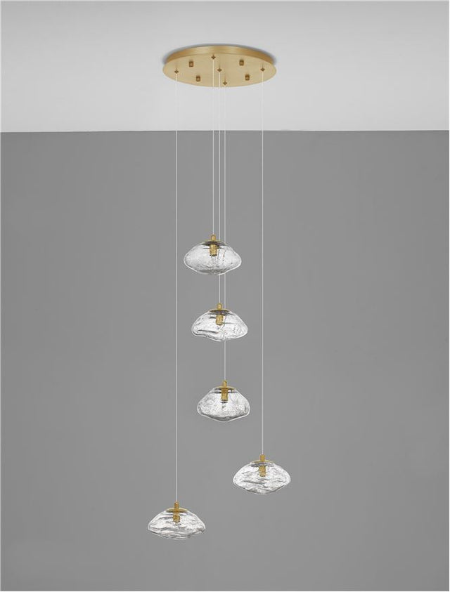 KING Brass Gold Metal Blown Clear Glass LED G9 5x5 Watt 230 Volt IP20 Bulb Excluded D: 35 H: 180 cm Adjustable Height