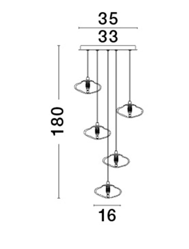 KING Brass Gold Metal Blown Clear Glass LED G9 5x5 Watt 230 Volt IP20 Bulb Excluded D: 35 H: 180 cm Adjustable Height