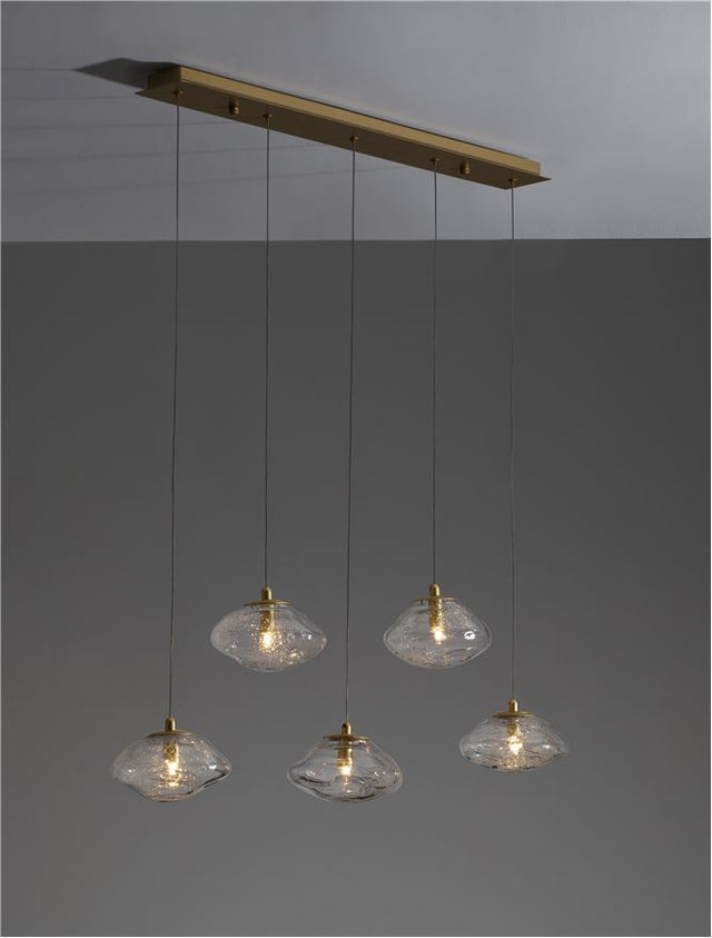 KING Brass Gold Metal Blown Clear Glass LED G9 5x5 Watt 230 Volt IP20 Bulb Excluded L: 80 W: 16 H: 180 cm Adjustable Height