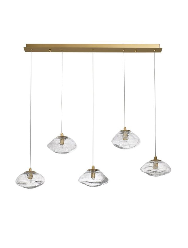 KING Brass Gold Metal Blown Clear Glass LED G9 5x5 Watt 230 Volt IP20 Bulb Excluded L: 80 W: 16 H: 180 cm Adjustable Height