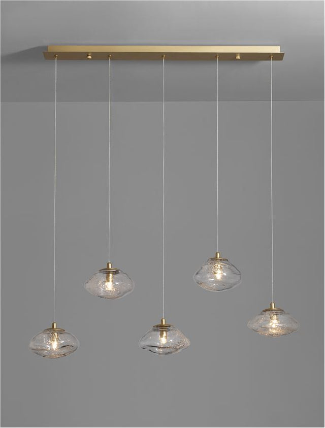 KING Brass Gold Metal Blown Clear Glass LED G9 5x5 Watt 230 Volt IP20 Bulb Excluded L: 80 W: 16 H: 180 cm Adjustable Height