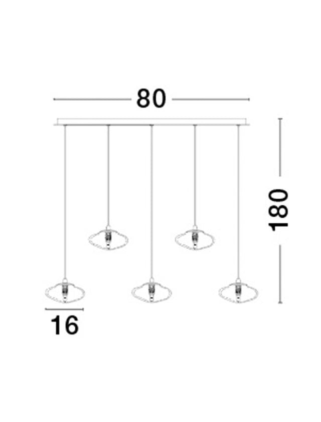 KING Brass Gold Metal Blown Clear Glass LED G9 5x5 Watt 230 Volt IP20 Bulb Excluded L: 80 W: 16 H: 180 cm Adjustable Height