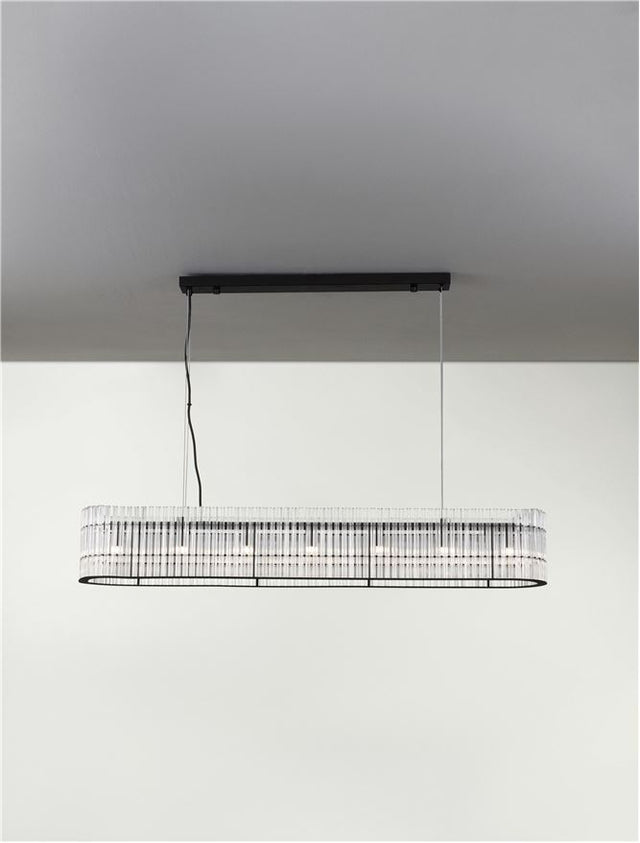 BAROK Matt Black Metal & Clear Glass (140 pcs) LED G9 7x5 Watt 230 Volt IP20 Bulb Excluded L: 110 W: 18 H: 210 cm Adjustable Height