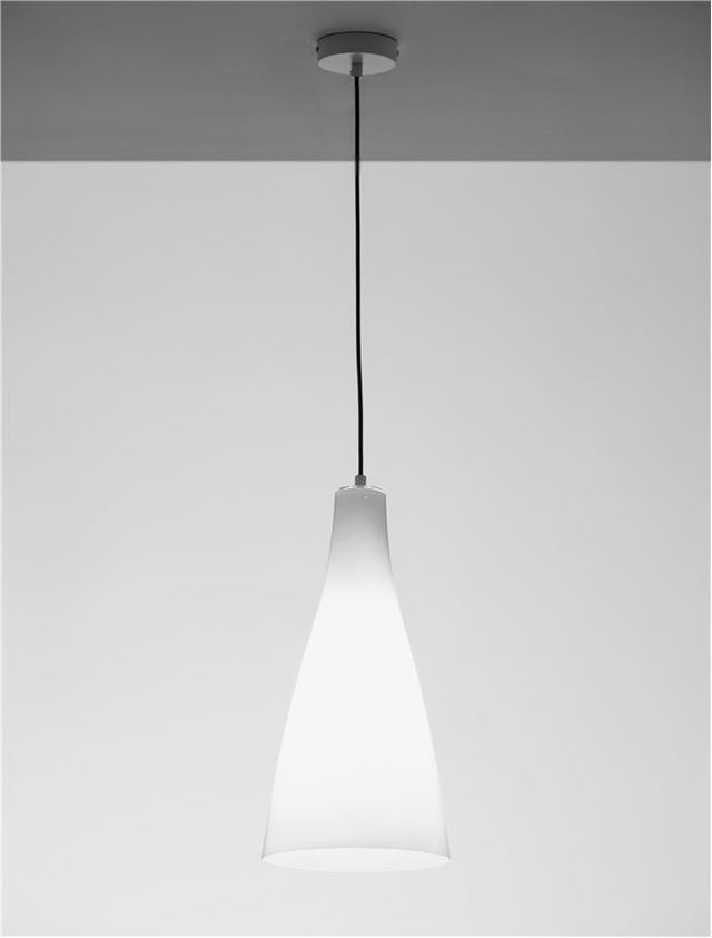 LIVTAR White Glossy Glass LED E27 1x12 Watt 230 Volt IP20 Bulb Excluded D: 23 H1: 45 H2: 120 cm Adjustable height