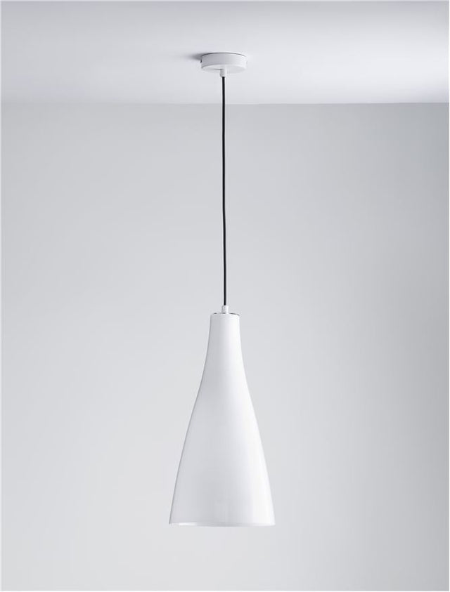 LIVTAR White Glossy Glass LED E27 1x12 Watt 230 Volt IP20 Bulb Excluded D: 23 H1: 45 H2: 120 cm Adjustable height