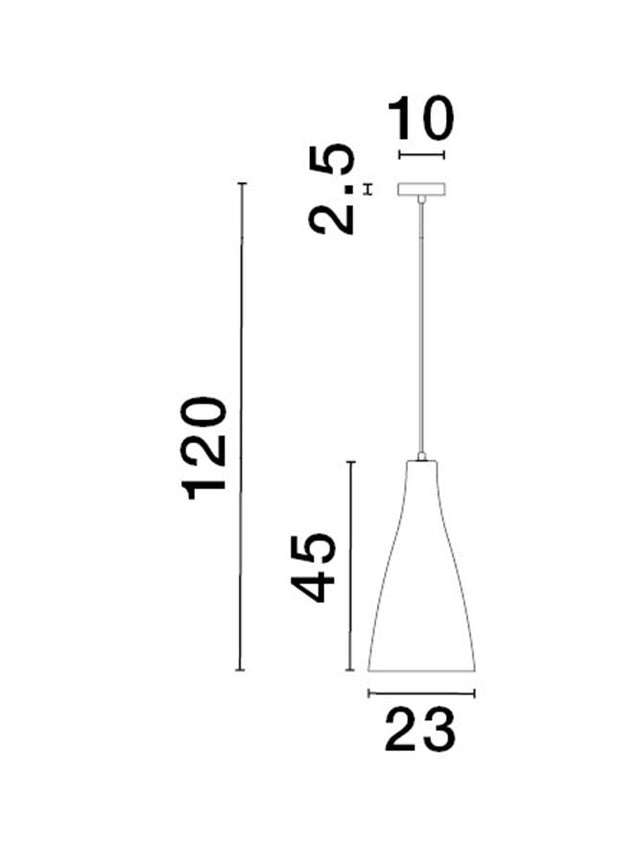 LIVTAR White Glossy Glass LED E27 1x12 Watt 230 Volt IP20 Bulb Excluded D: 23 H1: 45 H2: 120 cm Adjustable height