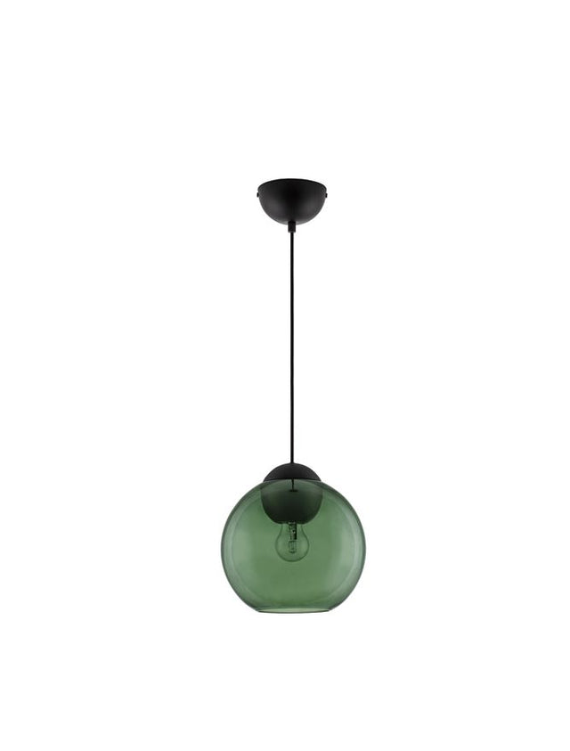 MIDORI Matt Black Metal & Dark Green Glass LED E27 1x12 Watt 230 Volt IP20 Bulb Excluded D: 24 H1: 24.8 H2: 183.8 cm Adjustable height