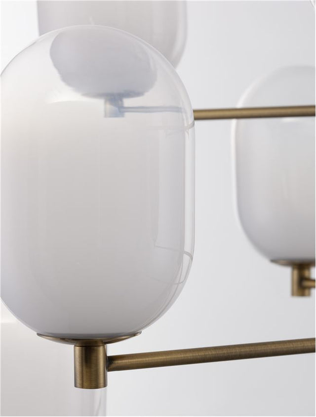 BALOR Brass Gold Metal Gradient White Glass LED G9 12x5 Watt 230 Volt IP20 Bulb Excluded Included Two parts Of Metal 25.2 cm Each Part D: 100 H1: 67.5 H2: 92.5 cm Two Options Of Height 92.5 - 67.5 cm