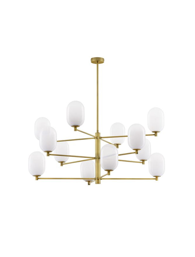 BALOR Brass Gold Metal Gradient White Glass LED G9 12x5 Watt 230 Volt IP20 Bulb Excluded Included Two parts Of Metal 25.2 cm Each Part D: 100 H1: 67.5 H2: 92.5 cm Two Options Of Height 92.5 - 67.5 cm