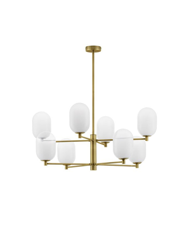 BALOR Brass Gold Metal Gradient White Glass LED G9 8x5 Watt 230 Volt IP20 Bulb Excluded Included Two parts Of Metal 25.2 cm Each Part D: 80 H1: 52.7 H2: 77.5 cm Two Options Of Height 77.5 - 52.7 cm