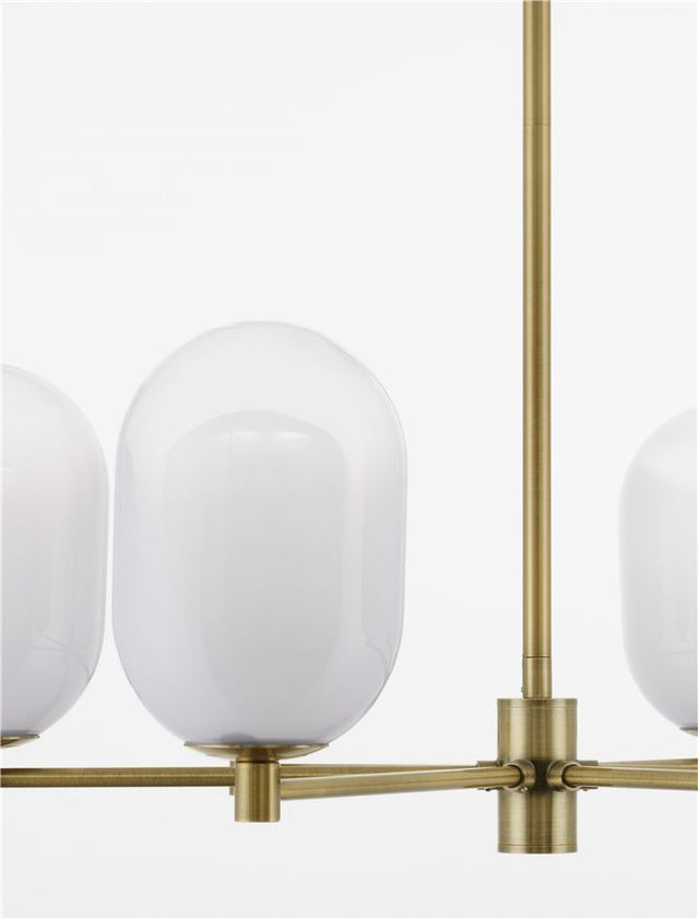 BALOR Brass Gold Metal Gradient White Glass LED G9 6x5 Watt 230 Volt IP20 Bulb Excluded Included Two parts Of Metal 25.2 cm Each Part D: 65 H1: 37.7 H2: 62.6 cm Two Options Of Height 62.6 - 37.7 cm